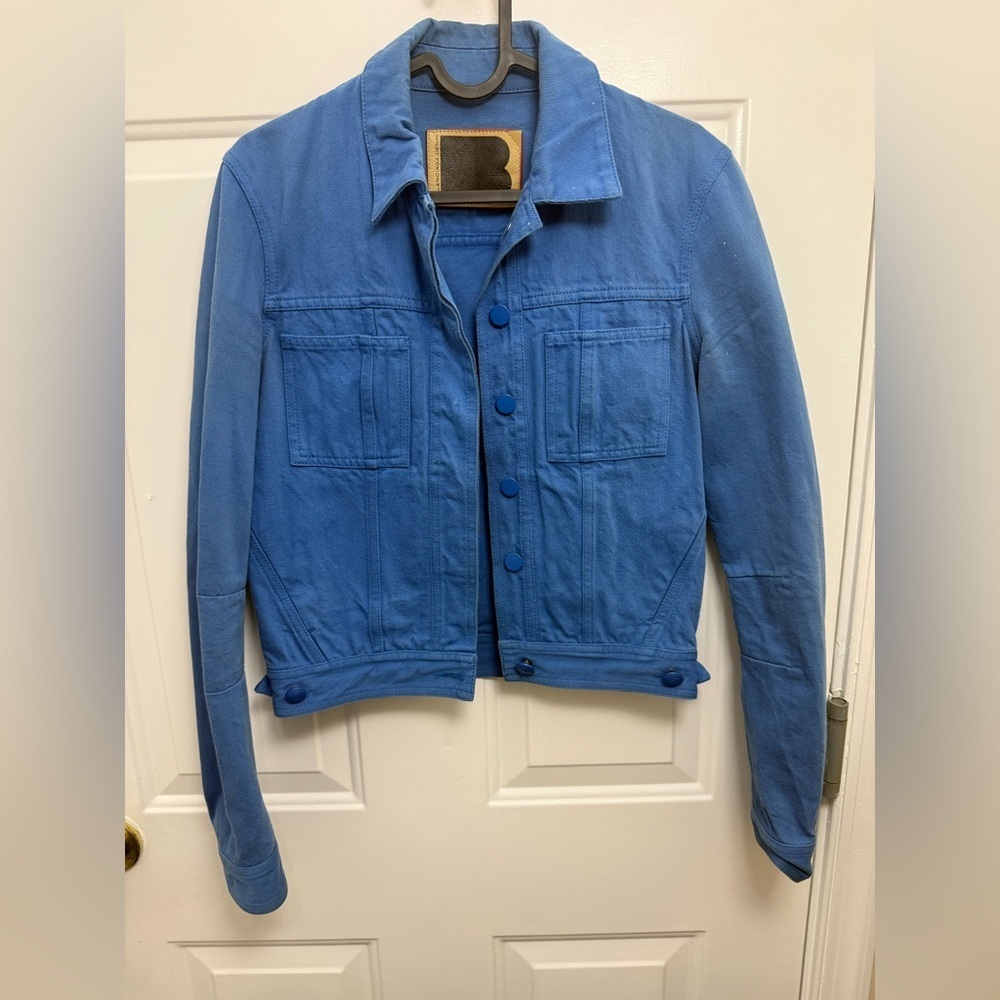Balenciaga Denim Blue Overdyed Denim Jacket Size 36 Designer Luxury